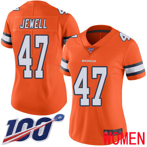 Women Denver Broncos #47 Josey Jewell Limited Orange Rush Vapor Untouchable 100th Season Football NFL Jersey->denver broncos->NFL Jersey